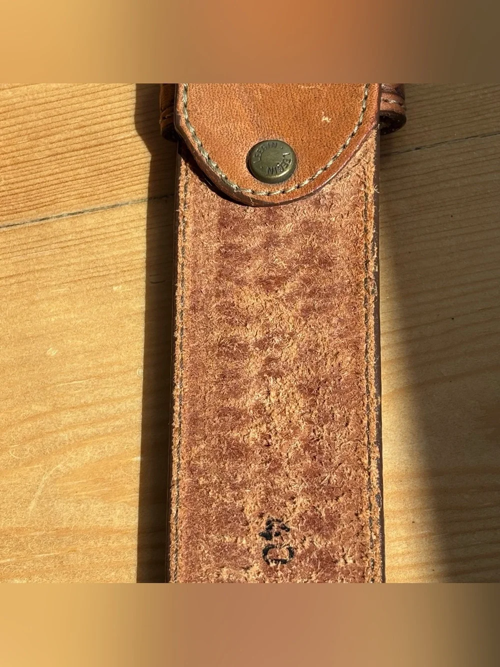 Vintage Leegin Leather Belt Mens Brown Tooled Buffalo Nickel Western Sz 40
